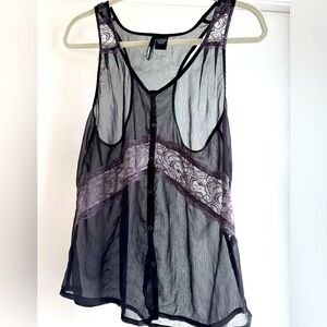 Large O’Neill women’s sheer Lace Tank Top Black